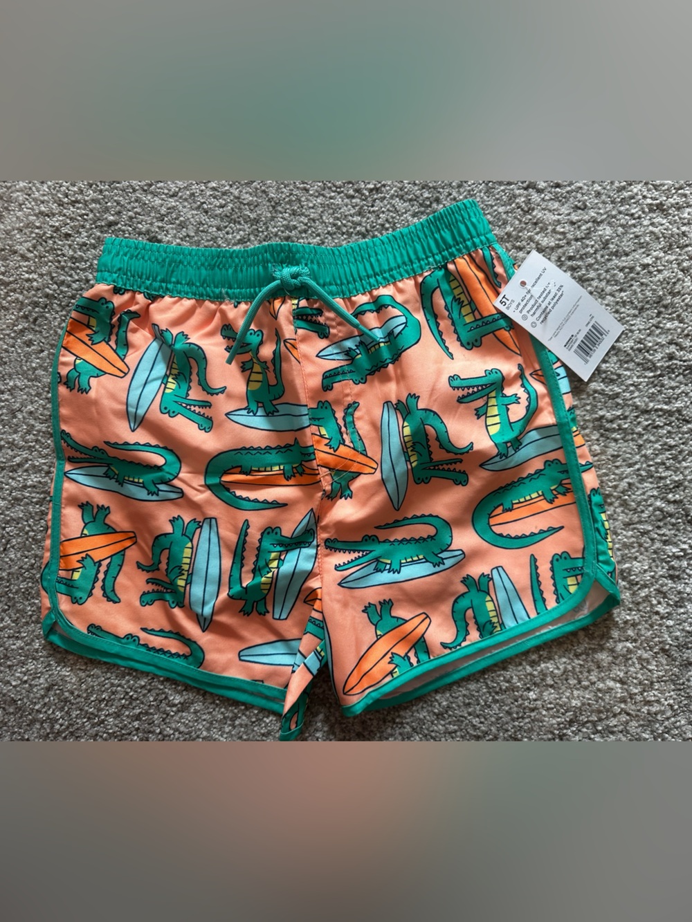 Jumping Beans Boys Swim Trunks – Surfing Alligator Print – Size 5T – NWT